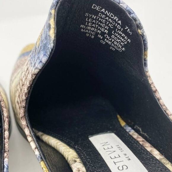Steven New York Mules Womens 7 Leather Snakeskin Deandra‎ Slip On Bright New - Picture 6 of 9